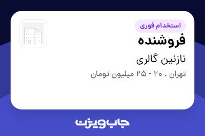 استخدام فروشنده - خانم در نازنین گالری