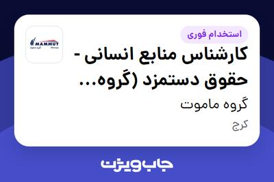 استخدام کارشناس منابع انسانی - حقوق دستمزد (گروه توسعه مدیریت ویانا) - آقا در گروه ماموت