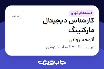 استخدام کارشناس دیجیتال مارکتینگ در اتوخسروانی