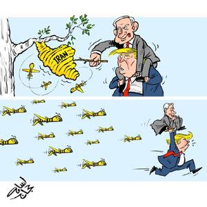 کاریکاتور /نگاه کاریکاتوریست اهل سوریه درباره حمله صهیونیست‌ها به ایران