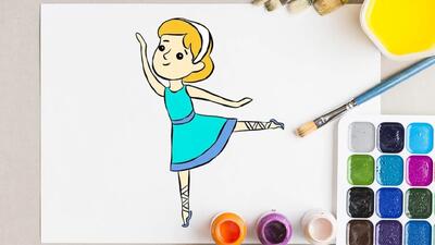 آموزش نقاشی رقصنده بالرین برای کودکان