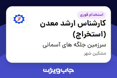 استخدام کارشناس ارشد معدن (استخراج) - آقا در سرزمین جلگه های آسمانی