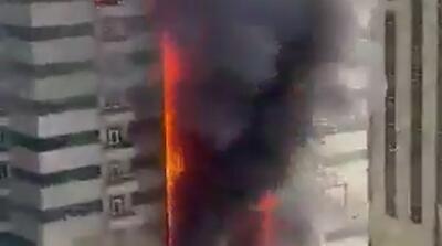 تصاویر آتش سوزی عظیم در برج مارینا دبی