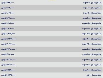 قیمت سکه پارسیان، امروز ۲۵ خرداد ۱۴۰۴