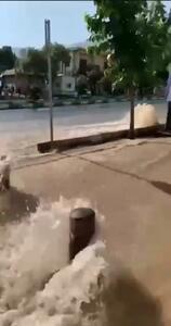 ترکیدن لوله آب در تهران پس از حملات اسرائیل + ویدئو
