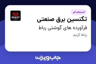 استخدام تکنسین برق صنعتی - آقا در فرآورده های گوشتی رباط