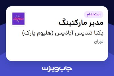 استخدام مدیر مارکتینگ در یکتا تندیس آبادیس (هلیوم پارک)