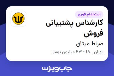 استخدام کارشناس پشتیبانی فروش - خانم در صراط میثاق