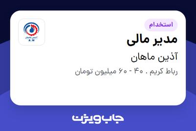 استخدام مدیر مالی در آذین ماهان