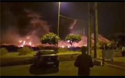فیلم آتش سوزی در انبار نفت شهران در پی حمله اسرائیل