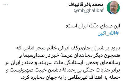 این صدای ملت ایران است؛ الله اکبر