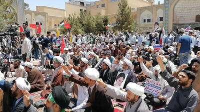 خروش طلاب انقلابی در فیضیه؛ صدای شکستن استخوان صهیونیسم به گوش می‌رسد