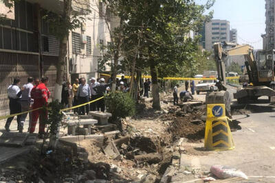 مراحل پایانی ترمیم خطوط لوله آسیب‌دیده در «میدان قدس» تهران
