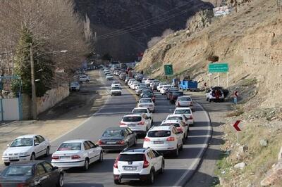 ترافیک سنگین در آزادراه تهران - شمال| مسیر جنوب به شمال یک طرفه است
