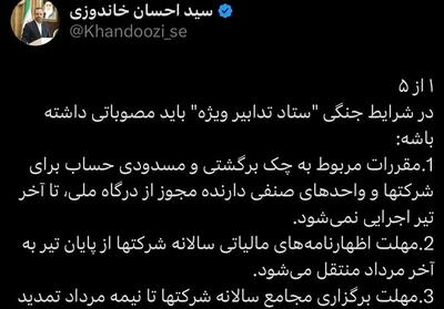 3 پیشنهاد خاندوزی برای حمایت دولت از فعالان اقتصادی - تسنیم