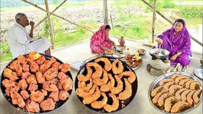 غذای روستایی در هند؛ تهیه پاکورای مرغ و میگو (فیلم)