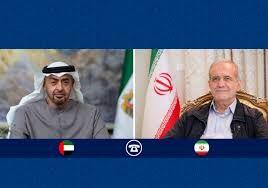 پزشکیان: باور داریم در سایه همکاری، ثبات، صلح و بدون دخالت بیگانگان می‌توانیم منطقه را بسازیم/ شیخ محمد بن زاید: امارات همواره در کنار ایران ایستاده است