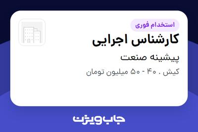 استخدام کارشناس اجرایی - آقا در پیشینه صنعت