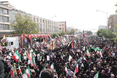 حضور وزیر اقتصاد و معاون رئیس‌جمهور در امور زنان و خانواده در مراسم تشییع شهدای اقتدار