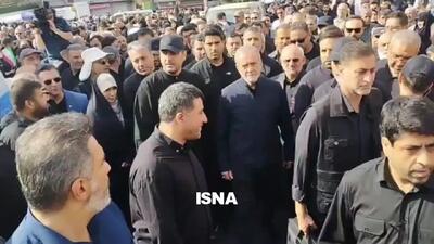 حضور مسعود پزشکیان در مراسم تشییع پیکر شهدای حمله تروریستی اسرائیل  + فیلم