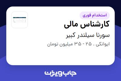 استخدام کارشناس مالی - آقا در سورنا سیلندر کبیر