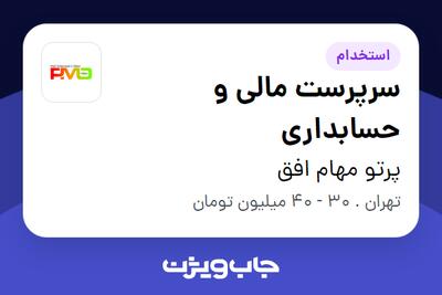 استخدام سرپرست مالی و حسابداری در پرتو مهام افق