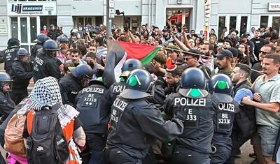 درگیری پلیس آلمان با حامیان فلسطین در برلین
