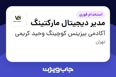 استخدام مدیر دیجیتال مارکتینگ در آکادمی بیزینس کوچینگ  وحید کریمی