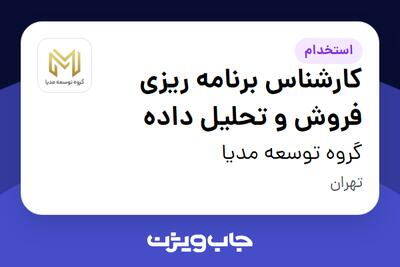 استخدام کارشناس برنامه ریزی فروش و تحلیل داده در گروه توسعه مدیا