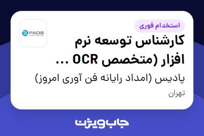 استخدام کارشناس توسعه نرم افزار (متخصص OCR و مدل‌های زبانی (LLM)) در پادیس (امداد رایانه فن آوری امروز)