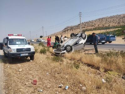 واژگونی خودروی در جاده سپیدان - شیراز با 3 مصدوم