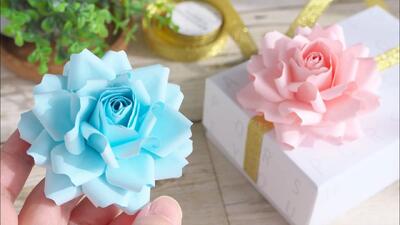 آموزش ساخت گل رز کاغذی برای تزئین هدیه!