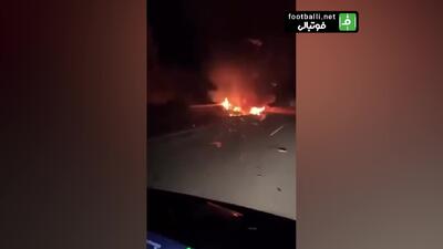 تصاویر دردناک از اولین لحظه تصادف و آتش گرفتن لامبورگینی دیگو ژوتا و برادرش مرحومش | 12 تیر 1404