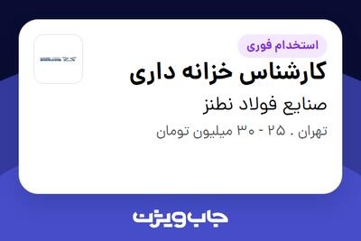 استخدام کارشناس خزانه داری در صنایع فولاد نطنز