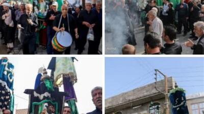 علم‌ گردانی سوگواران حسینی در روستای درسجین ابهر