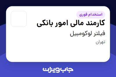 استخدام کارمند مالی امور بانکی در فیلتر لوکومبیل