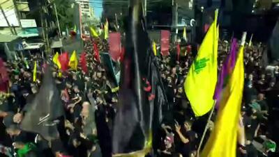 مراسم عزاداری روز عاشورا در ضاحیه جنوبی بیروت + فیلم