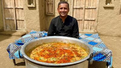 غذای روستایی در پاکستان؛ پخت حلیم با ران گوسفند (فیلم)