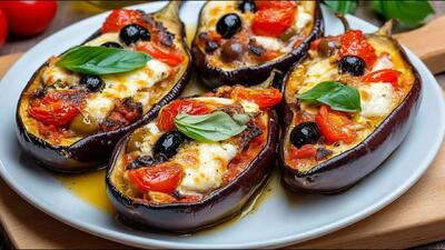 طرز تهیه بادمجان شکم پر به روش کبابی