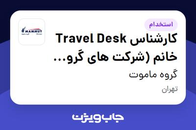 استخدام کارشناس Travel Desk خانم (شرکت های گروه ماموت) در گروه ماموت