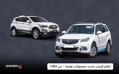 قیمت جدید محصولات هایما با افزایش قیمت اعلام شد