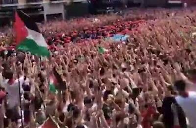 فیلم/ شعار پرشور اسپانیایی‌ها در حمایت از فلسطین