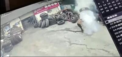 فیلم انفجار وحشتناک لاستیک