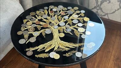 میز درخت پول شگفت انگیز / هنر رزین برای انرژی مثبت!