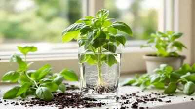 روش کاشت سبزی‌ ها و گیاهان در لیوان آب