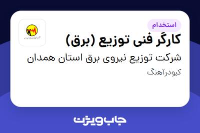 استخدام کارگر فنی توزیع (برق) - آقا در شرکت توزیع نیروی برق استان همدان