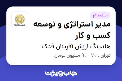 استخدام مدیر استراتژی و توسعه کسب و کار - آقا در هلدینگ ارزش آفرینان فدک