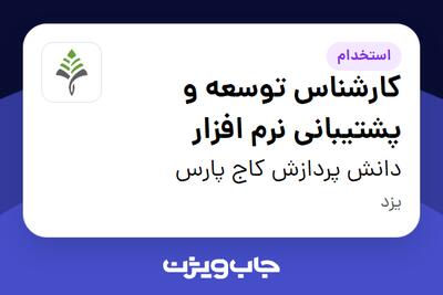 استخدام کارشناس توسعه و پشتیبانی نرم افزار در دانش پردازش کاج پارس