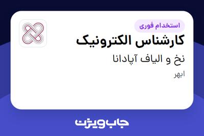 استخدام کارشناس الکترونیک - خانم در نخ و الیاف آپادانا