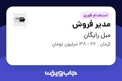 استخدام مدیر فروش در مبل رایگان